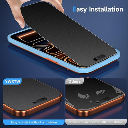 YWXTW 2 Pack Matte Glass Screen Protector for iPhone 17 Pro Max, 26° Anti-Spy iPhone 17 Pro Max Privacy Screen Protector Anti-Glare & Anti-Fingerprint Case Friendly Tempered Glass Film, Bubble Free