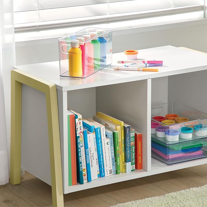 iDesign Slim Clear Plastic Stackable Storage Bin, Tall Narrow, 4-Pack | Kitchen or Pantry Organizer