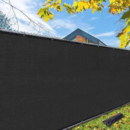 iCover 8x50ft Privacy Screen Fence, Outdoor Fencing Panels, Garden Windscreen Mesh Shade Sail Net Barrier, Fence Privacy Screen Reinforced Bindings and Brass Grommets Cable Zip Ties, Black