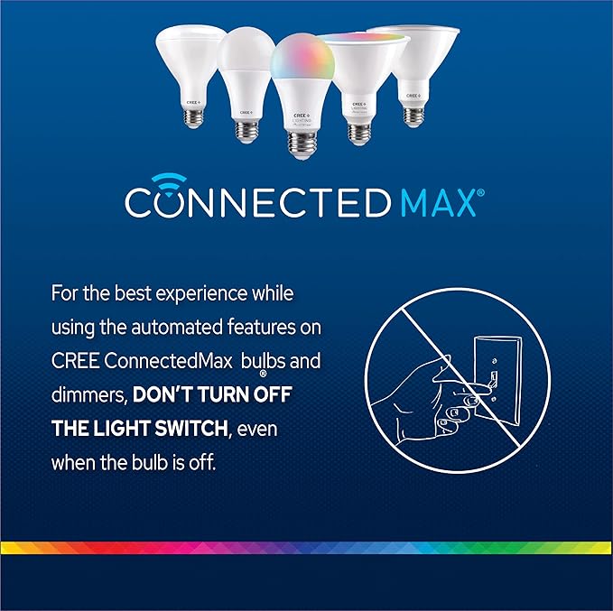 Cree Connected Max Smart In-Wall Dimmer & Tunable Controller For Connected Max Smart Bulbs, Smart Dimmer Switch, Compatible w/Any Connected Max Smart Bulb, Bluetooth + WiFi, 2.4 GHz, White, 1 Switch