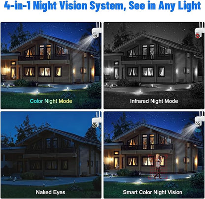 6-Cameras Wireless Outdoor Security System with 10CH NVR, 3MP HD Indoor CCTV AI Human Detection, 4 Night Vision, PTZ Control, 2-Way Audio, 1TB HDD, No Monthly Fee for Home Surveillance