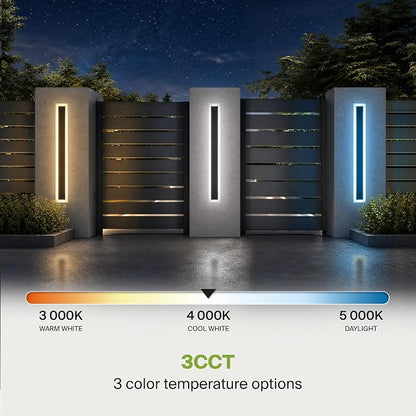 ASD LED 48" Long Wall Mount Light Fixture, Outdoor & Indoor Linear Sconce | 3CCT, Dimmable, Waterproof, Anti-Rust, ETL Listed | 36W 2980LM 3000-5000K 100-277V | Exterior Porch Lighting | Black