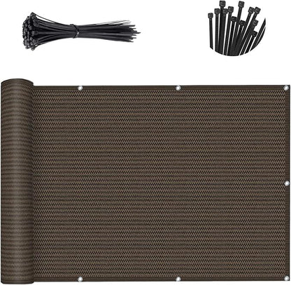 Sunny Guard Customized 2'6''x17' Brown Balcony Privacy Screen,91% Shade Apartments Fence Cover,Heavy Duty Mesh Windscreen for Deck,Outdoor,Backyard,Patio