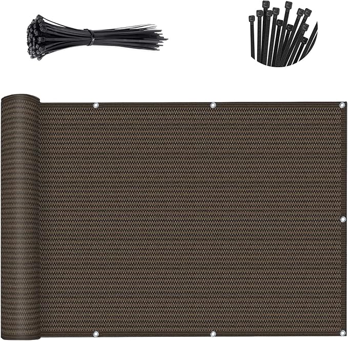 Sunny Guard Customized 2'6''x7' Brown Balcony Privacy Screen,90% Shade Apartments Fence Cover,Heavy Duty Mesh Windscreen for Deck,Outdoor,Backyard,Patio
