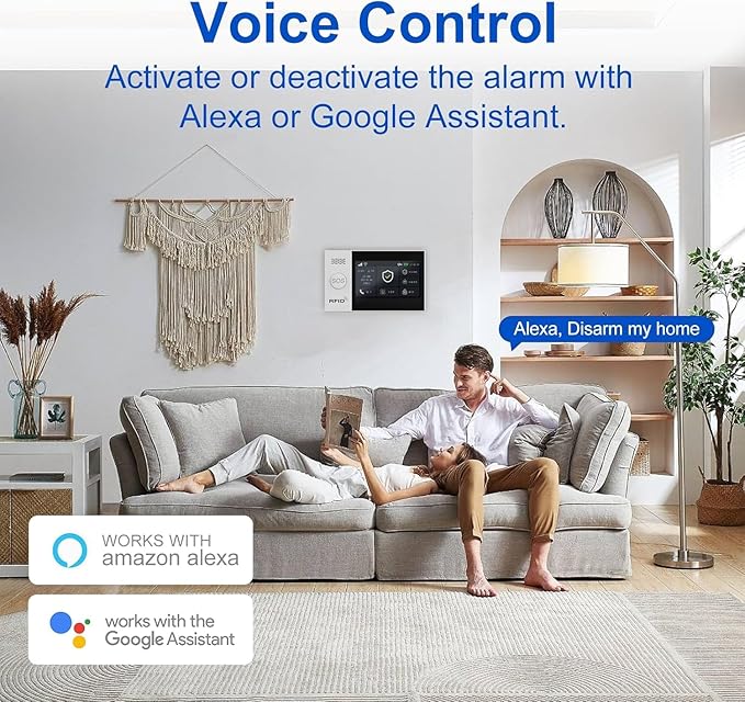 WiFi Wireless Alarm System for Home Security - 24/7 Protection Smart Home Devices 4.3" Touch Screen, GSM/4G+WiFi, App Instant Alerts, No Monthly Fee, Alexa Compatible for Villa, Kids Safety (13 pcs)