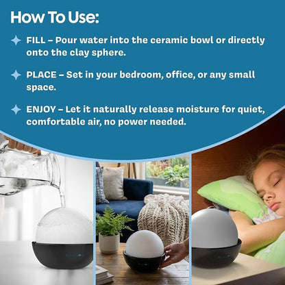 Humidifiers, Set of 2 Stone Decorative Ceramic Natural Water Humidifier, Non-Electric Battery Free for Bedrooms, Great for Babies by Bluestone