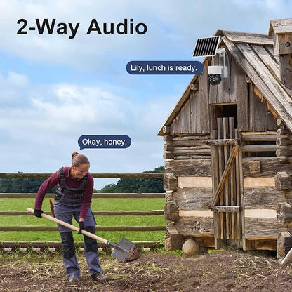 4G LTE Cellular Security Camera No Internet Needed, No WIFI Security Cameras Wireless Outdoor, Solar Camera With SIM Card, PIR Sensor, 360 PTZ, 2K HD, 2-Way Talk, Free Cloud Storage (Need Apply)