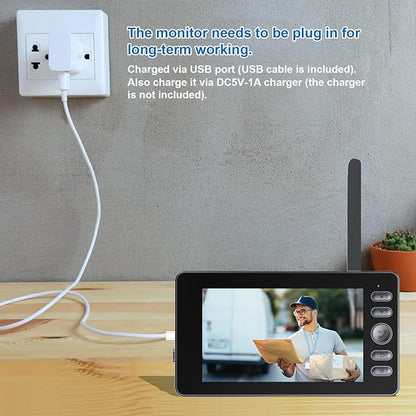 Doorbell Camera Wireless No Subscription Video Doorbell, Bidirectional Wake-up, Two-Way Intercom, 1080P Video, 4.3” Screen, 120° Angle, No APP, No WiFi
