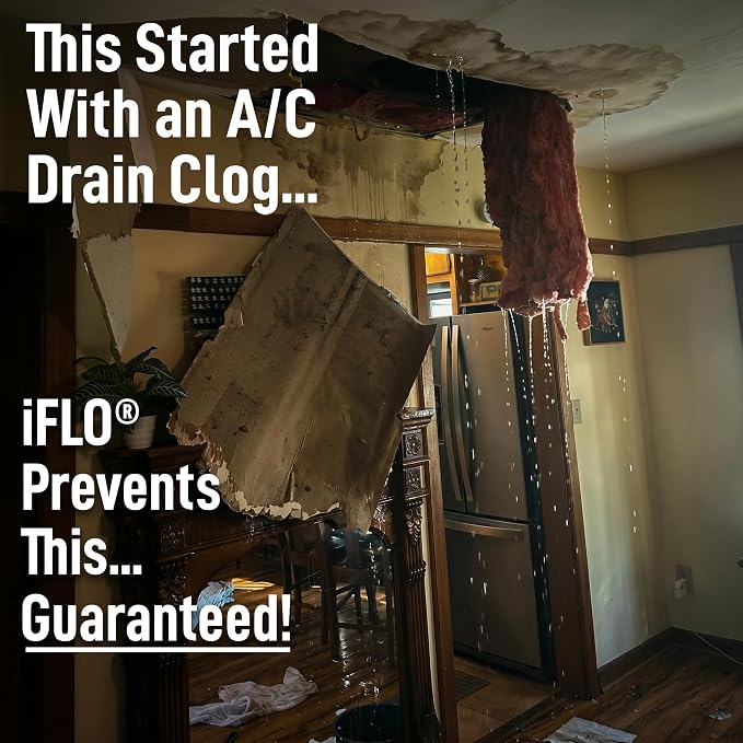 iFLO Smart Automated AC Drain Line HVAC Cleaning System (6 Month Supply) | Easy Installation, App-Controlled Air Conditioner Maintenance Kit for Drain Line & Drain Pan, Includes 36oz Cleaner Cartridge