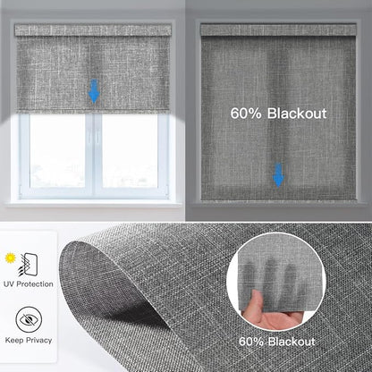 Tokblind Motorized Light Filtering Roller Shade Fabric Covered Valance and Bottom Rod, Remote Control Electric Window Blind Compatible with Alexa via Hub, Custom Size (Dark Grey - Wrapped Fabric)