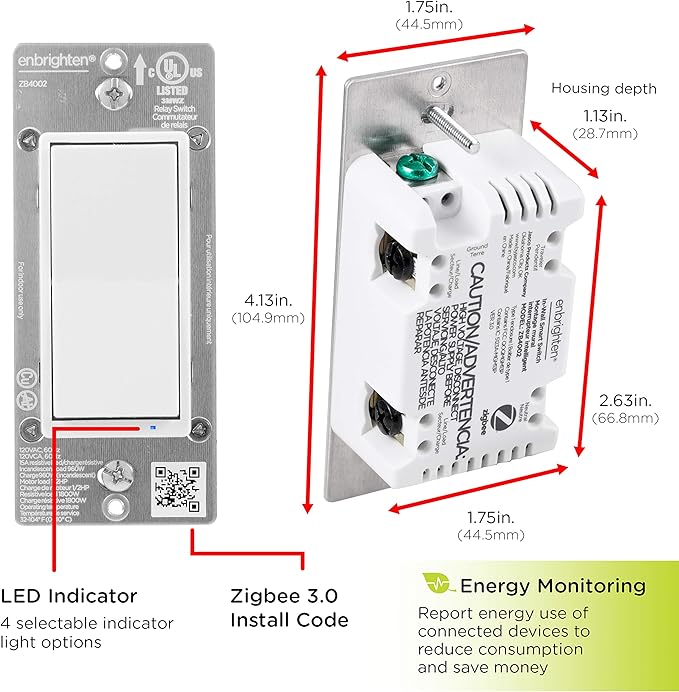 Enbrighten Zigbee Smart Light Switch, QuickFit & SimpleWire, Pairs Directly with Echo Show 10, Echo Studio