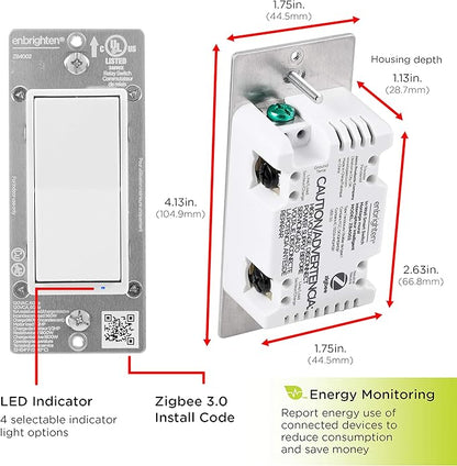 Enbrighten Zigbee Smart Light Switch, QuickFit & SimpleWire, Pairs Directly with Echo Show 10, Echo Studio