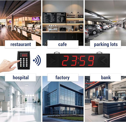 2026 Upgraded Four-Digit Queue Calling System Wireless Restaurant Speaker System with Voice Broadcast Screen and Keyboard, Take A Number System Waiting Number Management for Restaurant,Hospital,Bank