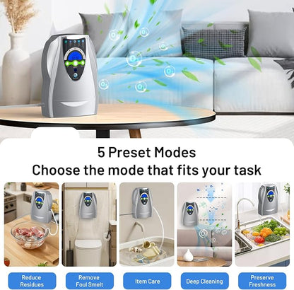 Ozone Machine Generator, Multifunctional with Timer, 500mg/h Portable Ozone Machine for Home, Kitchen, Office, Cleaning Water, Fruits and Vegetables