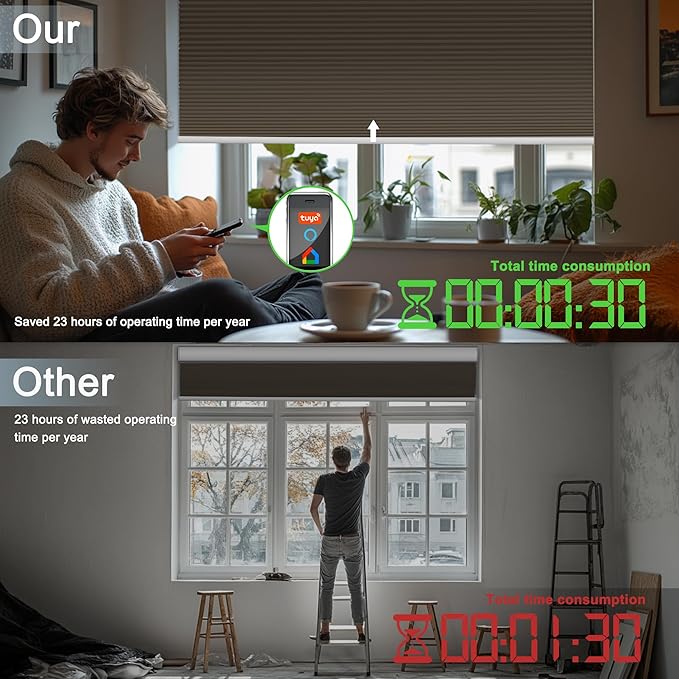 BERISSA Motorized Cellular Shades, Blackout Smart Honeycomb Blinds with Remote Control & Hub, Custom Room Darkening Automatic Cellular Window Blinds for Home Office, Living Room, Door,Brown