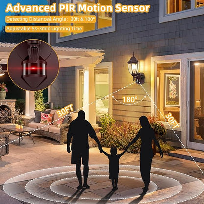 Porch Lights with Outlet, Motion Sensor Outdoor Lights