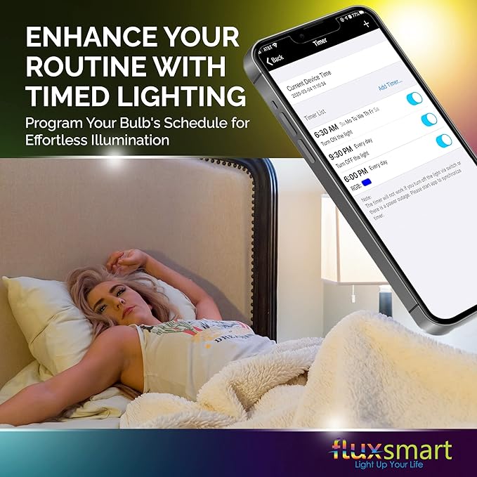 Flux FluxSmart - Bluetooth Light Bulb, Smart LED Bulb, Dimmable Smart Bulb, Smartphone-Controlled Hue Bulb with 16 Million Color Options, Compatible with iOS and Android Devices, 7W, A19, E26 Base