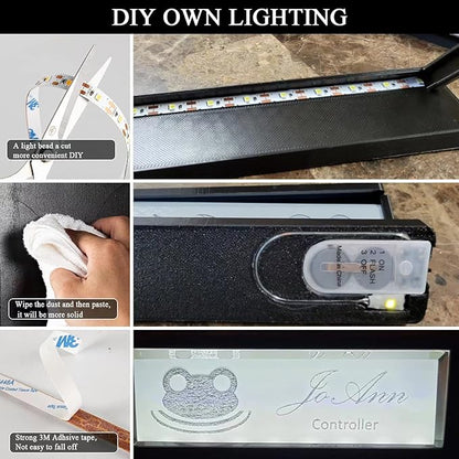 Short Led Strip Lights Battery Powered with Flashing, 3.28ft/1PCS Flexible LED Fairy Lights Battery Operated Bright for Shadow Box DIY Gift Car Bar Party Christmas, 2 Pack (Daylight White)
