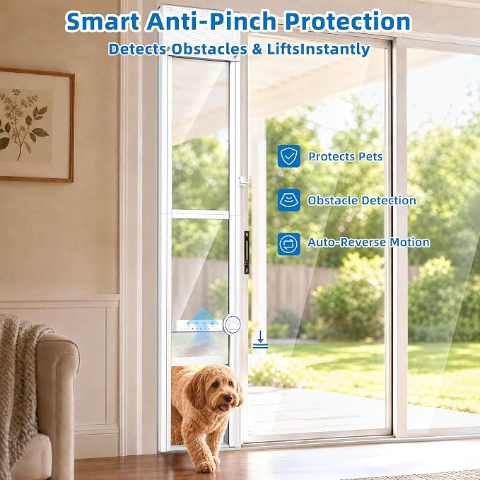 Automatic Doggy Door for Sliding Glass Doors,Doorbell Activation,No Collar