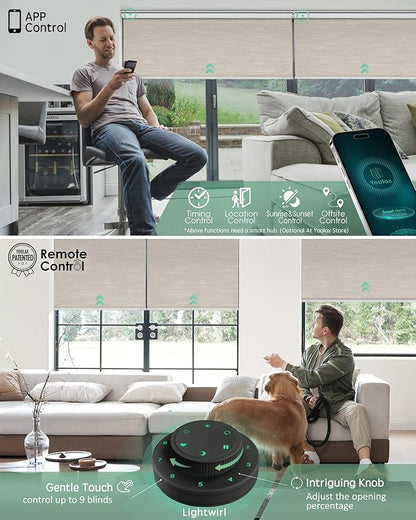Yoolax Motorized Blinds with Remote, 100% Blackout Smart Roller Shades Work with Alexa, Google, Apple Homekit, Custom Automatic Shades with Voice Control for Bedroom Office (Jacquard Coffee)
