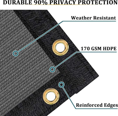 Shade&Beyond 8'x22' Dark Grey Privacy Screen Fence Cover 170 GSM Fencing Mesh Fence Panel for Wall Garden Yard Backyard Indoor Outdoor Home Decoration