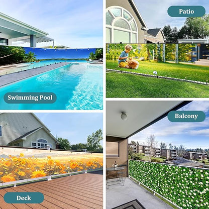 Shade&Beyond Custom Design Privacy Fence Screen, Full-Color Printed PVC Mesh Fence Cover with UV and Weatherproof for Garden, Balcony, Backyard, Patio
