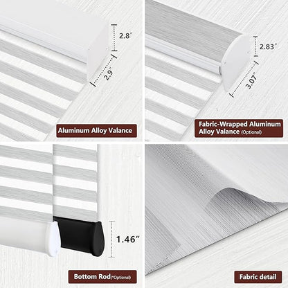 Bringnox Smart Motorized Zebra Roller Blinds - 100% Blackout, Remote Control, Works with HomeKit, Google Home & Alexa via Hub, Custom Size(100% Blackout Mid Grey-40)