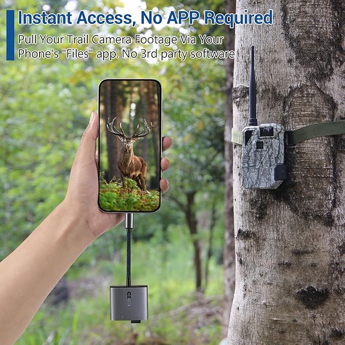 Zleo Hunting Trail Camera SD/TF Card Reader with Type C Port, 2-in-1 USB-C Memory Card Adapter with Indicator, High Speed, Plug and Play, Compatible with Android/iPad/MacBook/Mac/iPhone 15/16/17