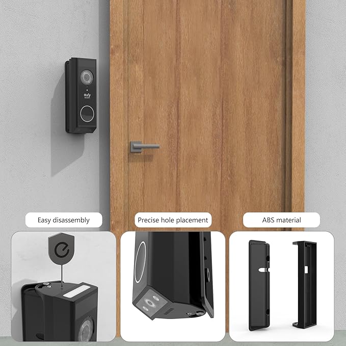 Adjustable 0 to 35 Degree Doorbell Angle Mount Compatible with eufy Security Video Doorbell E340 Camera （Black）