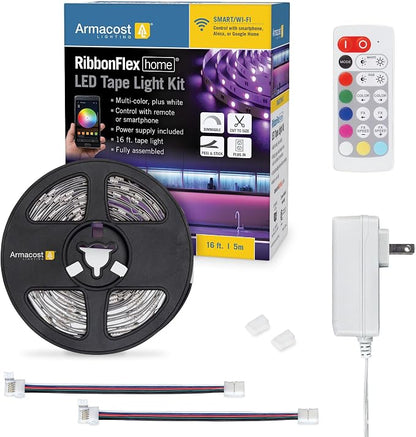 Armacost Lighting 423500 RibbonFlex Home 16ft. RGB+W Smart LED Tape Light Kit, Multi-Color and White