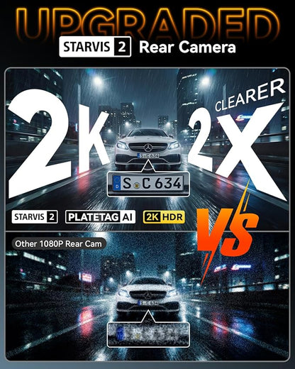 IIWEY 4K Dash Cam 3 Channel, Triple STARVIS 2 Sensors (IMX678 Front, IMX675 Cabin & Rear), 4K+2K+1080P HDR, Night Vision 3.0, PlateTag AI for Plate Clarity, 5GHz WiFi, GPS, Parking Mode, 128GB Card In