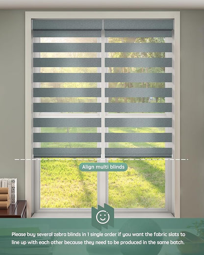 Yoolax Motorized Zebra Blinds Compatible with Alexa,Motorized Blinds with Remote Smart Automatic Custom Electric Window Blinds Cordless Indoor Room Darkening for Home Bedroom (Starry Charcoal)