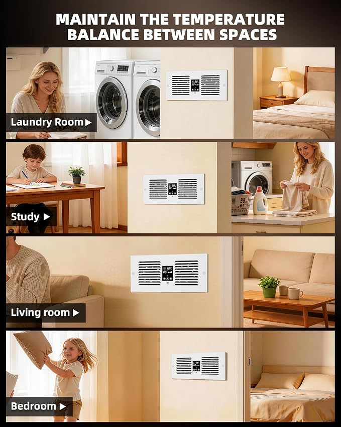 Hardwired Room to Room Fan, 300 CFM Through Wall Fan with Remote | No Plug, Cool Air Transfer, Thermostat 35F-99F, 5 Speeds, Fits 3.8-7.4 in Walls, Bedroom, Kitchen, Laundry