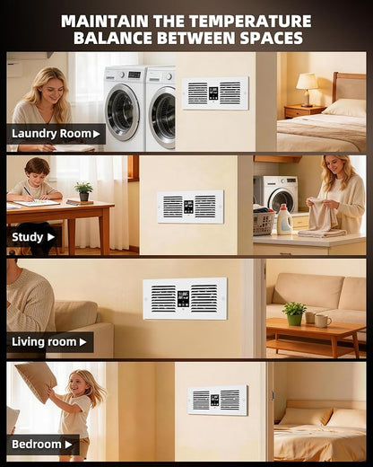 Hardwired Room to Room Fan, 300 CFM Through Wall Fan with Remote | No Plug, Cool Air Transfer, Thermostat 35F-99F, 5 Speeds, Fits 3.8-7.4 in Walls, Bedroom, Kitchen, Laundry