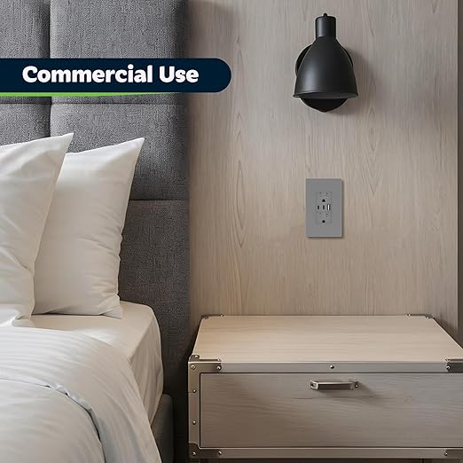 TOPGREENER 4.2A 3-Port Type C USB Outlet, 15 Amp Receptacle Plug, Charging Power Outlet with Dual Type C&A Ports, Screwless Wall Plate Included, UL Listed, TU21542AC2-GYSID, Gray, 2 Pack
