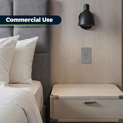 TOPGREENER 4.2A 3-Port Type C USB Outlet, 15 Amp Receptacle Plug, Charging Power Outlet with Dual Type C&A Ports, Screwless Wall Plate Included, UL Listed, TU21542AC2-GYSID, Gray, 2 Pack