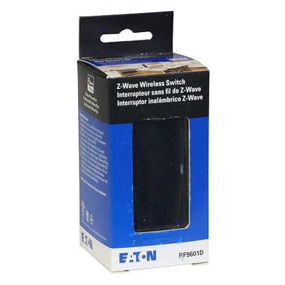 Eaton Z-Wave Plus RF9601DBK Wireless Switch, Single Pole, 3-Way, 3-Way, Black