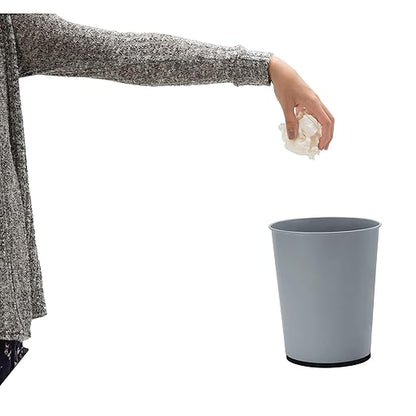 Bath Bliss 5 Liter Small Wastebasket | 2 Pack | Round Open Top | Trash Can | Bathroom | Bedroom | Kitchen | Office | Dorm | Disposal Waste Bin | Garbage | Grey