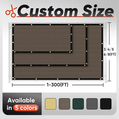 4'X16' Privacy Screen Fence 90% Blockage Heavy Duty Fencing Mesh Shade Net Cover for Wall Garden Yard Backyard Brown (We Make Customized)