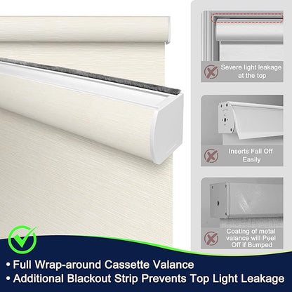 BERISSA Motorized Blinds with Remote,Light Filtering Smart Blinds for Windows,Jacquard Fabric,Remote Control,Thermal Insulated Automatic Blinds,Electric Blinds with USB/Solar Pannel.Beige
