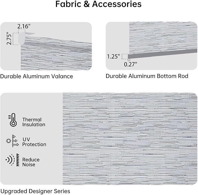 Motorized Coupled Shades, Light Filtering Smart Blinds for Large Windows Automatic Blinds Compatible with Alexa, Electric Roller Shades Customized for Living Room Home Office(Jacquard Grey)