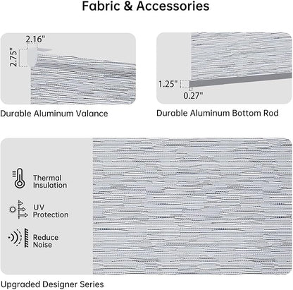 Motorized Coupled Shades, Light Filtering Smart Blinds for Large Windows Automatic Blinds Compatible with Alexa, Electric Roller Shades Customized for Living Room Home Office(Jacquard Grey)