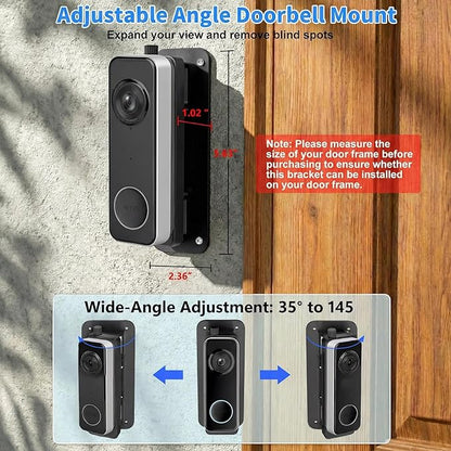 Doorbell Mount for Wyze Battery Video Doorbell and Video Doorbell v2,Wired, 35-145° Adjustable Angle No-Drilling Horizontal Wedge Wall Mounting Bracket, Left/Right Adjustable,for Apartment/House