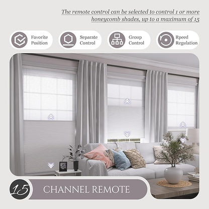 Motorized Day Night Cellular Shades, Smart Electric Double Honeycomb Blinds with Remote, Blackout and Light Filtering Fabric, Automatic Cellular Blinds for Home and Office Indoor Windows
