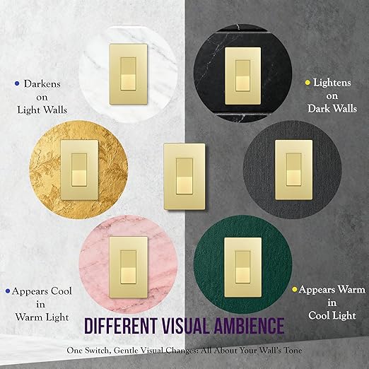 ENERLITES Elite Series Decorator Rocker Light Switch, 15A 120V/277V, Gloss Finish, Single Pole, 3 Wire, Grounding Screw, Residential Grade, UL Listed, 91150-GD2P, Gold Color (2 Pack)