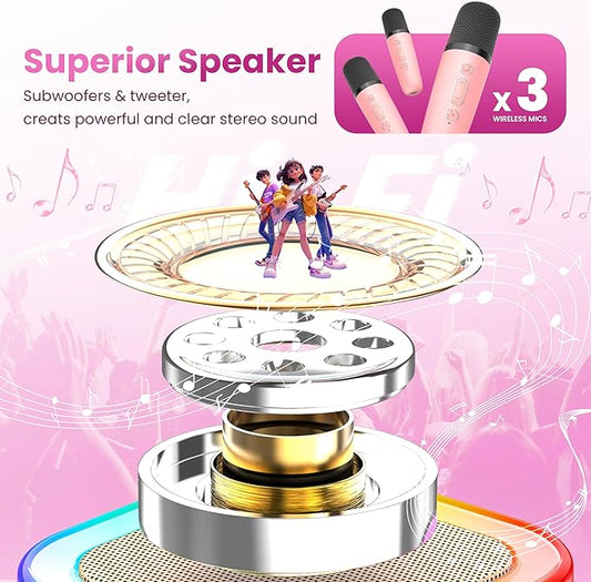 Mini Karaoke Machine for Kids Adults, 2026 TOP Birthday Gifts for Girls Boys 3,4,5,6,7,8+Year Old Toddler Toys, Portable Bluetooth Speaker with 2 Wireless Karaoke Microphones Player (Lavender)