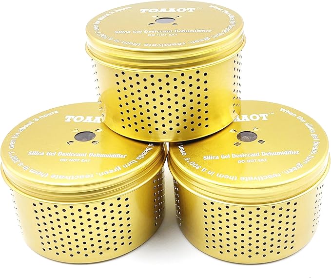 Gun Safe Dehumidifier, Moisture Absorber, 200g Small Silica Gel Desiccant Canister for Gun Cabinets & Safes, Aluminum Shell, Reusable