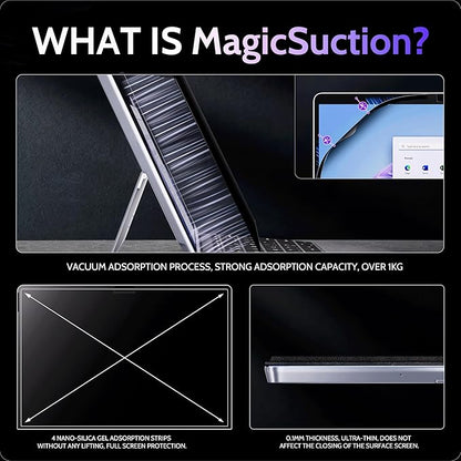 Peslv Privacy Screen for 10.5 Inch Surface Go 4/3/2/1, MagicSuction™ Removable Anti Spy Black Protector, Glare Blue Light Filter for Microsoft Laptop Computer Monitor