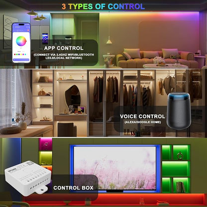PAUTIX SP530E WiFi Bluetooth LED Controller Alexa/Google 12-in-1 LED Dimmer Support PWM/SPI Single Color CCT RGB RGBW RGBCCT IC LED Strip WS2811 WS2812,for COB/5050 2835 LED Strip Lights DC5V 12V 24V
