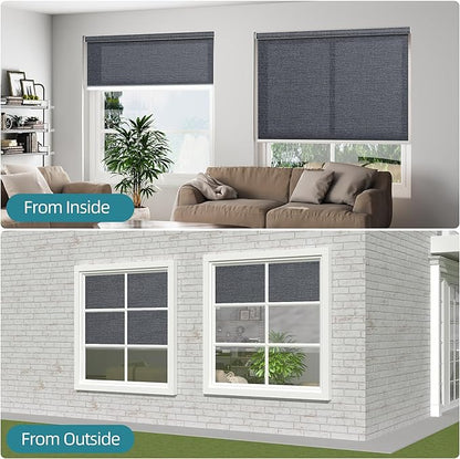 Changshade Custom Size Cordless Roller Shades, Light Filtering Roller Window Blinds with Thermal Insulated for Office, Living Room, Bedroom, Kitchen, Veins Black